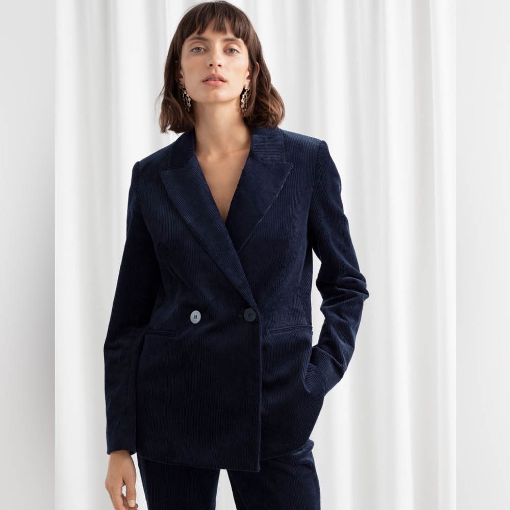 And Other Stories navy corduroy blazer